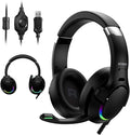EG80 USB Gaming Headset with Noise Cancelling Microphone,7.1 Surround Sound,Soft Memory Foam Padding, RGB Lights, Wired Headphones for PS4, PS5 Console, Laptop, Call Center