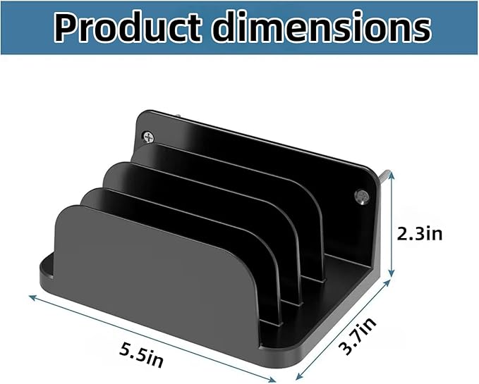 Wall Mounted Mobile Phone Storage Manager, Capable of Accommodating up to Four Phones or Tablets at a time, Compatible with Tablets, ipads, Kindle Wall Mounted Storage Racks. (Black)