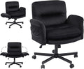 Bestier Criss Cross Office Chair with Flip-Up Armrests, Swivel Makeup Vanity Chair with Wheels & Side Pockets, Cross Legged Office Chair for Home Office, Bedroom, Black Velvet
