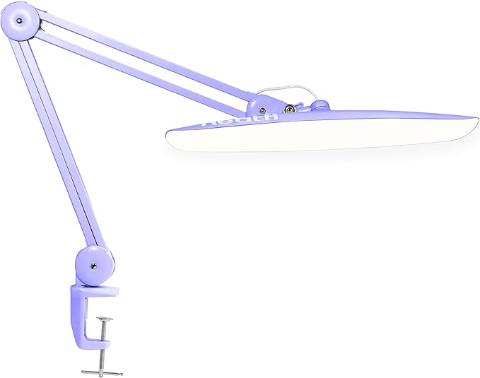 Neatfi XL 2200 Lumens 20W LED Desk Lamp with Clamp – Adjustable Color Temperature | 4-Level Dimmable Light | Home Office, Crafts & Workbench | 20-Inch Wide Head (Lavender, CCT with Clamp)