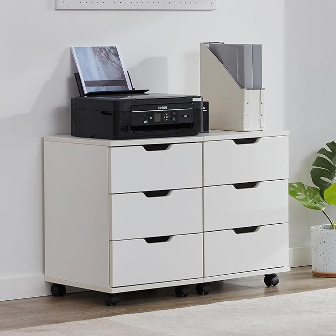 Farini Wood File Cabinet for Home Office,Under Desk 3 Drawer Mobile File Cabinet(White,Fully-Assembled)