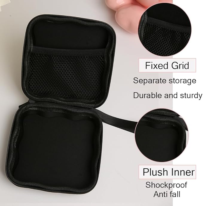 Charger Cover Storage Bag, Lovely 3D Love Heart Waves Design Charger Protector Travel Storage Case, Earphone Wire Saver Cable Cord Organizer Wireless Earphone Storage Box, Black Love