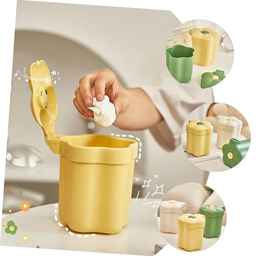 DECHOUS 2pcs Small Basket Mini Kitchen Garbage Can Lid Plastic Desktop Trash Bin Slim Trash Can for Office