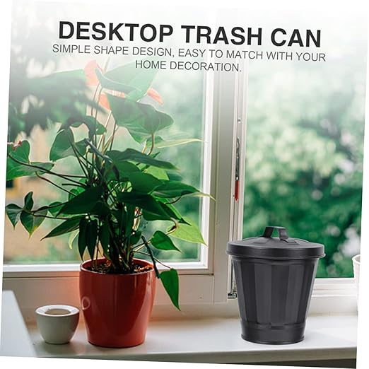 GLEAVI 2pcs Slim Metal Trash Cans Mini Desktop Garbage Bins Classic Farmhouse Style Decorative Wastebasket for Home Decor