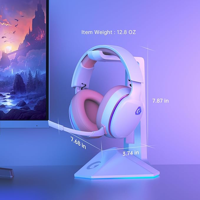 Gtheos 2.4GHz Wireless Gaming Headset for PS5, PS4 Fortnite & FPS Gamers, PC, Nintendo Switch, Bluetooth 5.3 Gaming Headphones with Noise Canceling Mic, Stereo Sound, 40+Hr Battery (Pink)