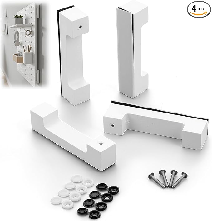 4 Pcs Pegboard Mounting Kit, No Drill Self Adhesive Pegboards Wall Mount, Pegboard Wall Mounting Hardware for Home Office Apartment Craft