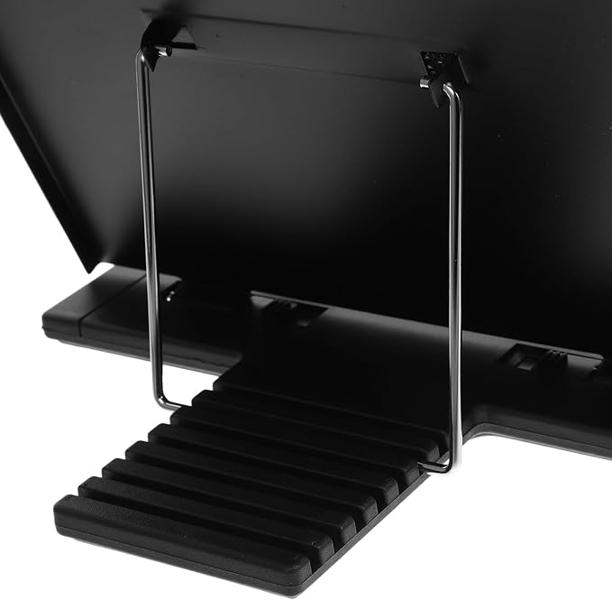 Lurrose Adjustable Document Holder and Foldable Reading Stand Desktop Copyholder with Retractable Paper Clips for Students and Office Use
