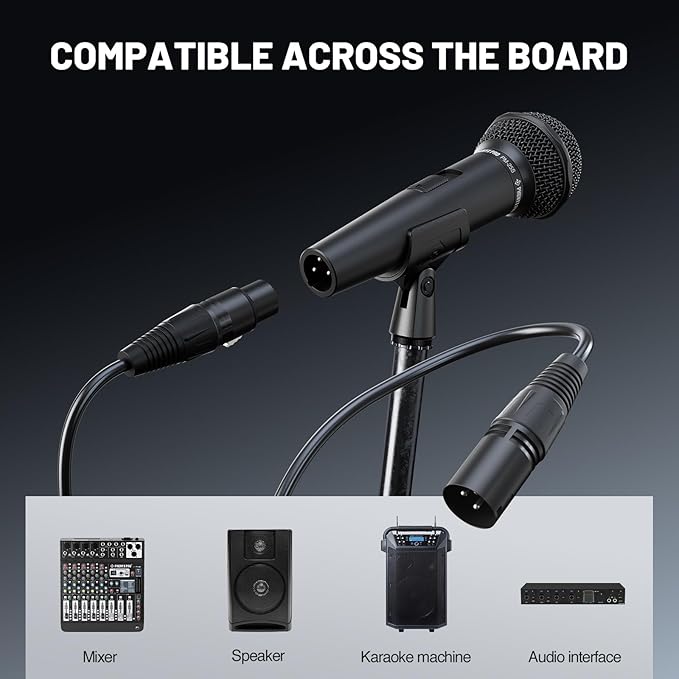 Phenyx Pro Dynamic Vocal Microphone, Cardioid Microphone with ON/Off Switch, 16.4 ft XLR Cable, Mic Clip, Storage Bag, Wired Handheld Mic for Singing, Stage, Studio, Karaoke (PM-25S)