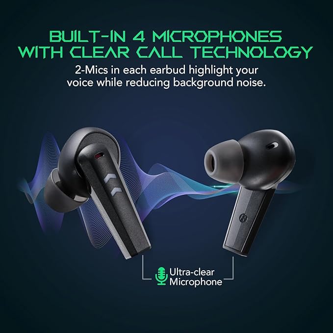 Black Shark Wireless Earbuds,Bluetooth Earphone Noise Cancelling with Dual-Modes, IPX5 Waterproof 26h Play Time Sport Bluetooth Headphones for iPhone/Android