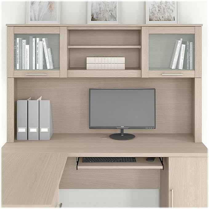 Bush Home Somerset 60W Desk Hutch in Sand Oak
