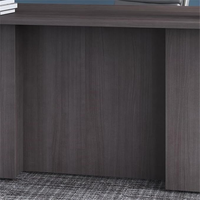 Pemberly Row Set of 2 L-Shaped Desk & Lateral File Cabinet in Storm Gray