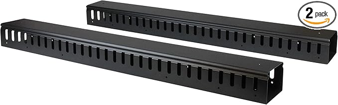 StarTech 2-Pack 20U Vertical Cable Organizer with Finger Ducts, Vertical Cable Management Panel, 40U Rack-Mount Cable Raceway, 2x 3ft (91cm) Wire Organizers