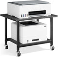 niffgaff Printer Stand with Lockable Wheels, 2-Tier Rolling Printer Cart with Storage Shelf, Compact Wood & Metal Printer Table for Home Office, Black, 20.1'' ×15.4'' ×14.6''