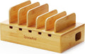 SpaceAid Bamboo Charging Station for Multiple Devices, Cell Phone Docking Stations for Multi Laptop, Tablets and iPads, Nightstand Bedside Desk Device Charger Organizer (Natural)