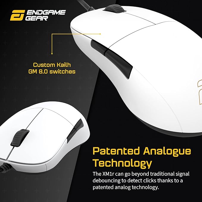 ENDGAME GEAR XM1r Gaming Mouse, Programmable Mouse with 5 Buttons and 19,000 DPI, White