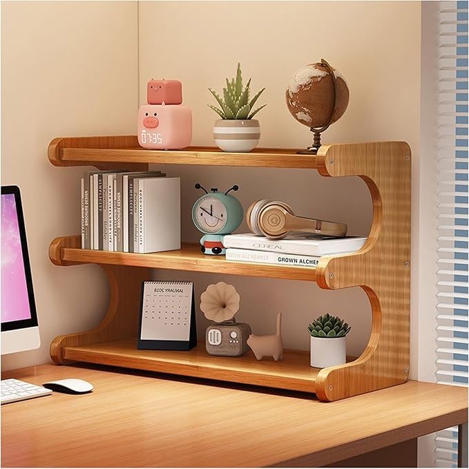 3 Tier Bookshelf for Desktop, Storage Rack, Desktop Organization