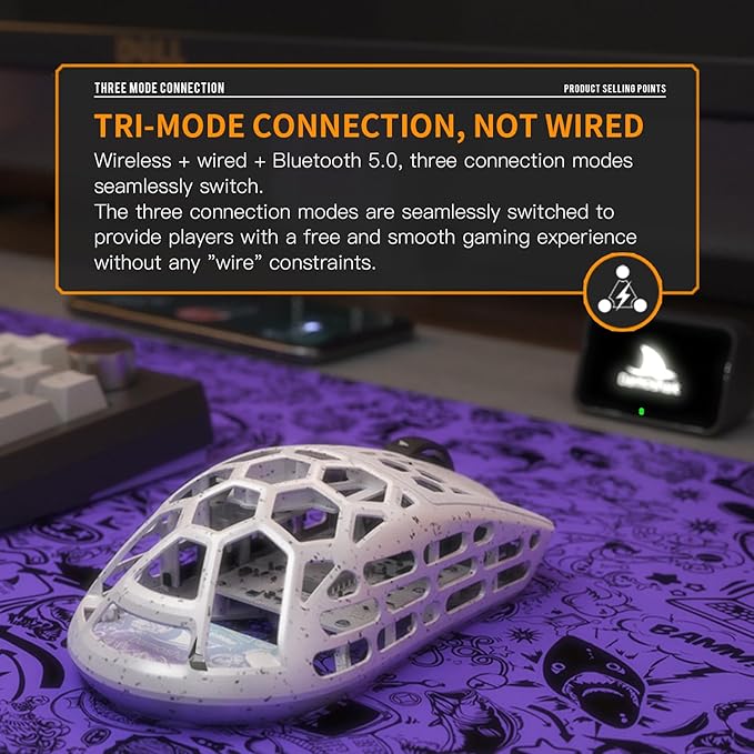 Darmoshark M2PRO Carbon Fiber Wireless Gaming Mouse,Tri-Mode 8K/USB-C/Bluetooth Mouse Up to 30000DPI,PAW3950 Optical Sensor Lightweight 40g,5 programmable Button,Computer Mouse for Laptop,PC,Mac