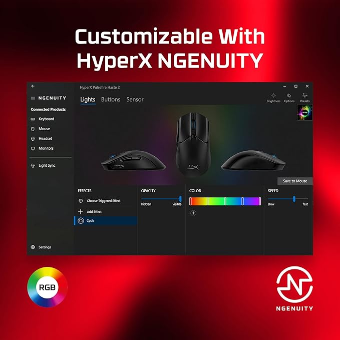 HyperX Pulsefire Haste 2 – Wired Gaming Mouse- Ultra Lightweight, 53g, 8000Hz Polling Rate, Precision Sensor, Hyperflex 2 Cable, Plug and Play – Black