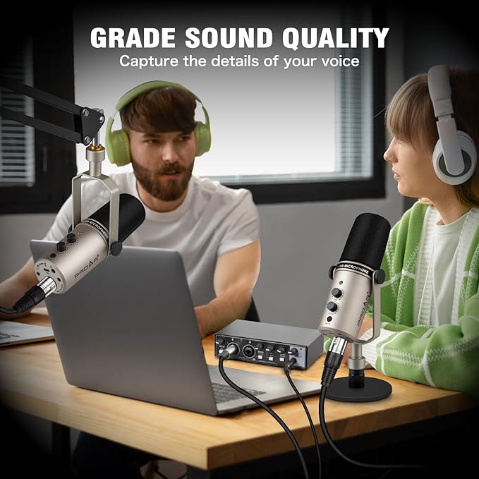USB/XLR Podcasting Dynamic Microphone,Professional USB Gaming Microphone for PC Computer with Noise Cancelling,Metal XLR Streaming Mic Kit for Vocal,Instruments Recording,Voice Over,YouTube