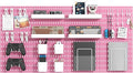 MULSAME Pegboard Combination Kit, Wall Mounted Storage Set with 8 Pegboards & 32 Accessories Hanging, Pink Peg Boards Organizer for Walls Display, Crafts Organization, Kitchen Organizer, 22" x 44"
