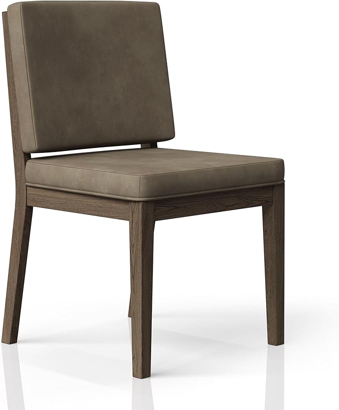 Modern Performance Leather Chair (Set of 2) - Soft Back Design with Leather Seat & Back, Comfortable Latte Finish Dining Chairs for Living Room, Kitchen, Modern Home Office