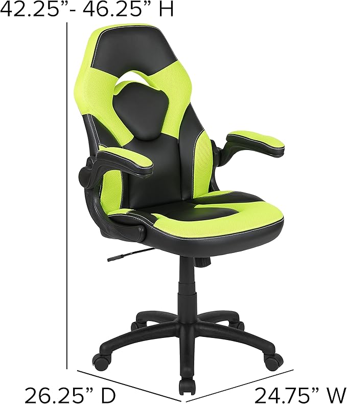 Flash Furniture Red Gaming Desk and Green/Black Racing Chair Set with Cup Holder and Headphone Hook