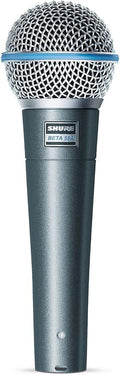 Shure BETA 58A Vocal Microphone - Single Element Supercardioid Dynamic Mic for Stage and Studio with A25D Adjustable Stand Adapter, 5/8” to 3/8” (Euro) Thread Adapter & Storage Bag, Brushed Nickel