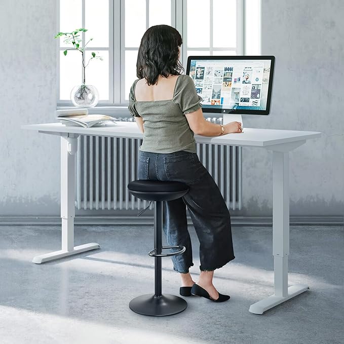 IWMH Standing Desk Stool, Ergonomic Adjustable Height Office Chair, Round 360° Swivel Sit Perching Stool Without Backrest for Bedroom, Kitchen, Living Room (Black*2)