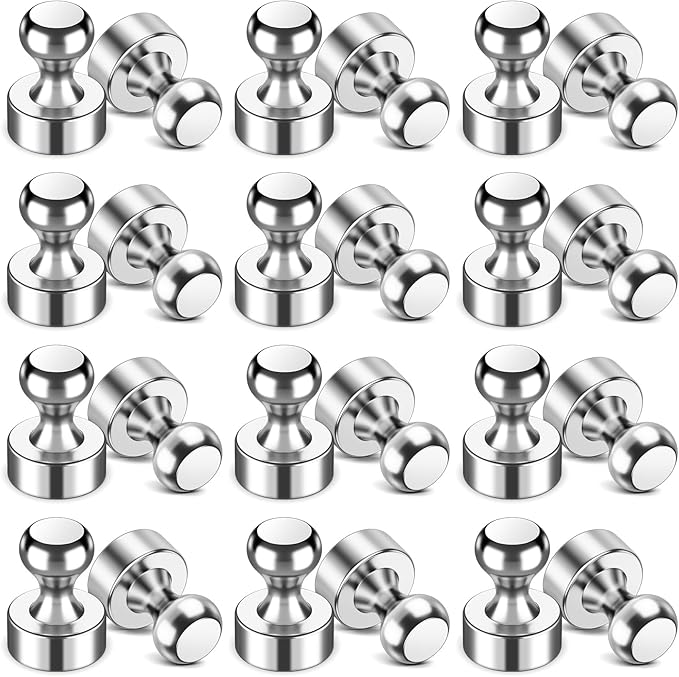 24 Pcs Fridge Magnets, Refrigerator Magnets, Small Strong Magnets, Whiteboard Magnets for Fridge, Magnetic Push Pins for Locker, Kitchen Decor and Accessories, Office, Classroom Organization