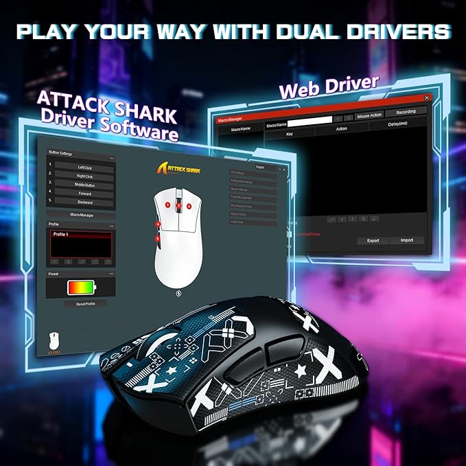 ATTACK SHARK V3PRO Wireless Esports Gaming Mouse with Magnetic Charging Dock:62g Lightweight-1K Polling-25K DPI-PAW3311 Sensor,Wired/BT/2.4Ghz Programmable,BK52820 IC for PC Laptop Gamer(Black+Tape)