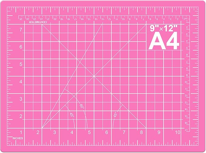 DIYSELF Cutting Mat 9in×12in, Cutting Mats for Crafts, Self Healing Cutting Mat A4, Fabric Cutting Mats Double Side for Sewing, Quilting, Craft Mat for Desktop (Pink), Matting & Mounting Materials