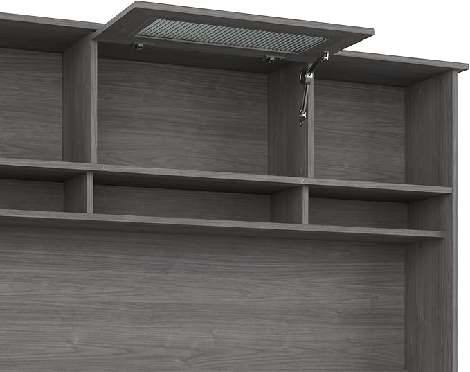 Bush Home Cabot L Shaped Desk with Hutch, Corner Desk with Storage for Home Office in Modern Gray, 60W L Shaped Computer Desk