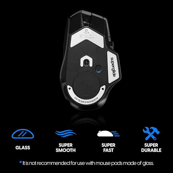 Superglide Glass Mouse Skates - Consistent Controllable Glide, Polished Round Edge, Super Balanced Gaming Mouse Feet with Durable Sole for Logitech G502 X (Type-C, White)