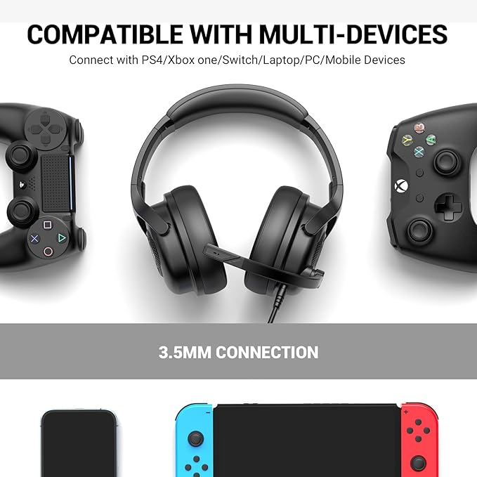 EKSA E4 AirComfy Headsets with Microphone Noise Cancelling, Over-Ear PC Headphones, Crystal Clear Surround Sound 263g Ultra Lightweight 3.5mm Wired Computer Headset for Laptop/PS4/PS5/Xbox/Switch
