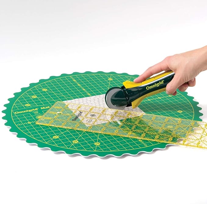 Omnigrid 360 Rotating Self-Healing Cutting Mat, 14 Inch Precision Fabric Cutting Mat with Durable Surface for Quilting, Sewing & Crafts
