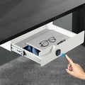 Under Desk Drawer with Biometric Fingerprint Lock, Metal Undermount Table Drawer, Slides Out Tray Organizer for Paper, Pencil, and Laptop 16"x11.8"x3.6", White with Fingerprint Lock