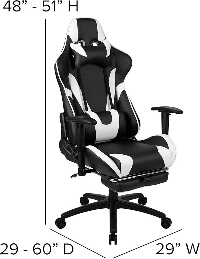 Flash Furniture Optis Black Gaming Desk and Black Footrest Reclining Gaming Chair Set with Cup Holder, Headphone Hook, and Monitor/Smartphone Stand