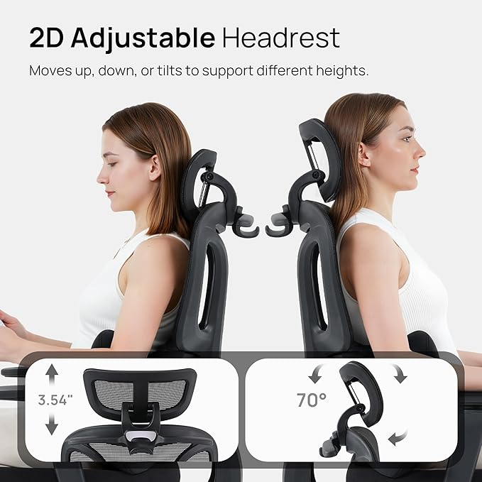 CabLady S1 Petite Ergonomic Home Desk Chair with Footrest and Headrest, High Back Fixed Lumbar Support with Detachable Pillow, Reclining Cute Office Chair for Women & Girls, 300 LBS Capacity