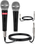 Pyle Professional Dynamic Vocal Microphone - Moving Coil Cardioid Unidirectional Handheld Mic with ON/Off Switch, Includes 15ft XLR to 1/4'' Cable, Set of 2