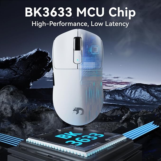 MAMBASNAKE M3 Wireless Gaming Mouse,39g Ultra-Lightweight BT/2.4GWireless/Wired Gaming Mouse,PAW3395PRO 40K DPI Optical Sensor,200Hrs Battery,Office Mice for PC/Win/Mac(White)