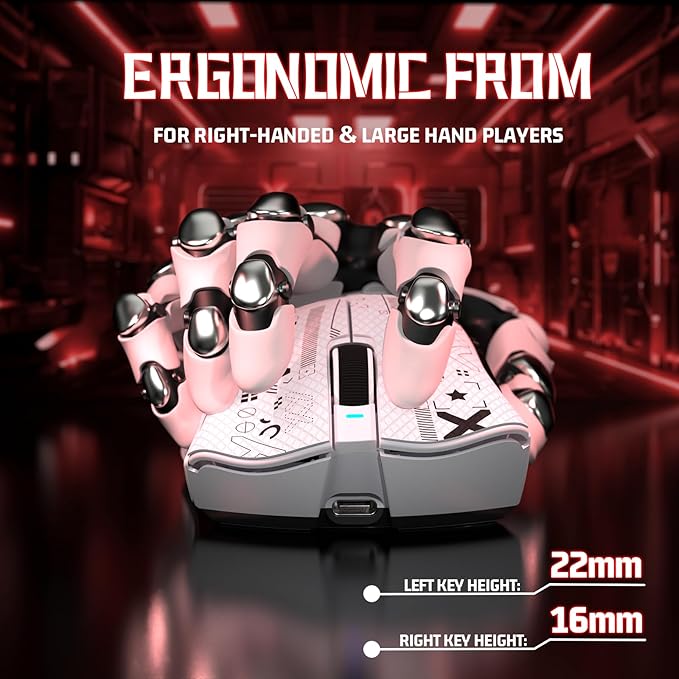 ATTACK SHARK V3 Ultra-Light Wireless Gaming Mouse,PAW3311 Sensor, 500mAh, 62g, 25KDPI 2.4G/BT/USB-C Rechargeable Wireless Mouse with 5 Programmable Buttons for Laptop,PC,Mac Gamer (White Griptape)