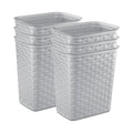 Sterilite 3.4 Gallon Weave Wastebasket, Small, Decorative Trash Can for the Bathroom, Bedroom, Dorm Room, or Office, Gray, 6-Pack
