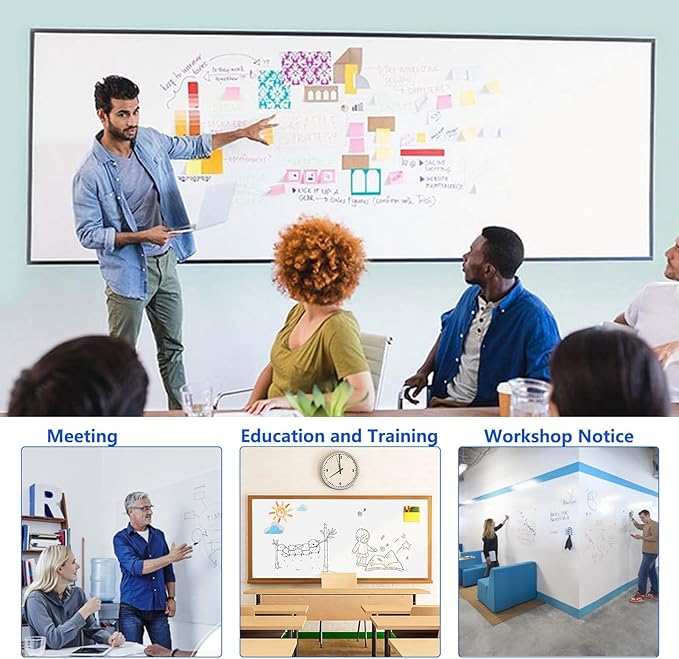 Self-Adhesive Dry Erase Whiteboard Sticker, 70.86" x 35.43" Magnetic Receptive White Board Wall Film, No Ghosting, Easy Write & Clean | Peel & Stick for Office, Home & Classroom,Incl. Accessories