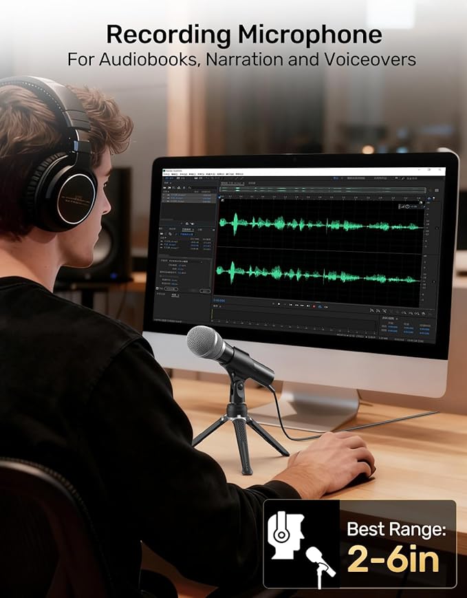 Audiobook Recording Equipment for Home, USB/XLR Dynamic Microphone, Noise-Canceling Handheld, Studio Mic Kit, Ideal for Reading Aloud, Narration, Voice-Over Work