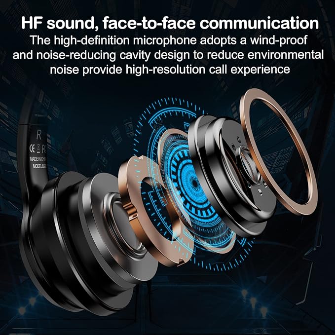 Bluetooth Cat Ear Headphones for Kids & Adults, Wireless & Wired Mode Foldable Headset with Mic - Clear Sound Quality - RGB LED Light, for Girls School Gaming, for Phone/Laptop/PC/Tablet, Black