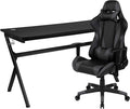 Flash Furniture Gaming Desk and Gray/Black Reclining Gaming Chair Set /Cup Holder/Headphone Hook/Removable Mouse Pad Top - Wire Management