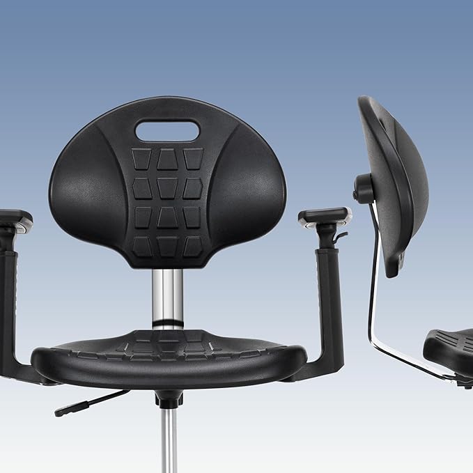 Frassie Polyurethane Lab Stool Chair with Armrest, Task Rolling Chair for Laboratory and Cleanroom