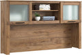 Bush Home 60-Inch Desk Hutch, Office Storage Organizer with Shelves, Cubbies and Frosted Glass Doors for Computer Desk, Home Office Furniture, Somerset Collection, Fresh Walnut