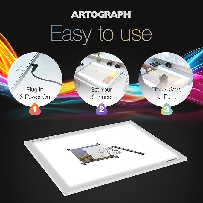 Artograph LightPad 950 LX Thin Dimmable 24x17 Inch Artist Light Box with UV Free LED Light for Tracing, Drawing, and Patterns, Silver