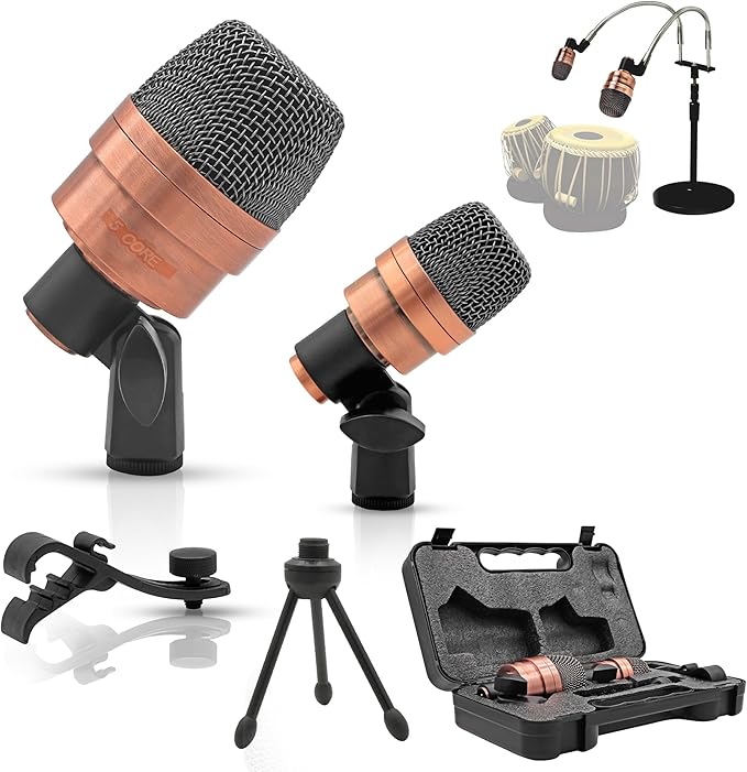5 CORE Tabla Mics Professional Dual Microphone Set Best Condenser Mics for Instrument Bayan & Dayan Recording for Live On Stage Studio Temple Classroom- Tabla MIC 2XP COPPEREX